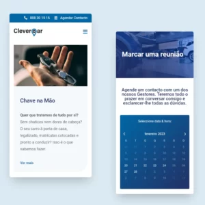 Ecrãs de telemóvel e marcação de sessão - Clevercar