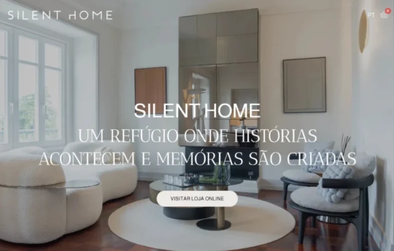 Homepage da loja online Silent Home, de decoração de interiores